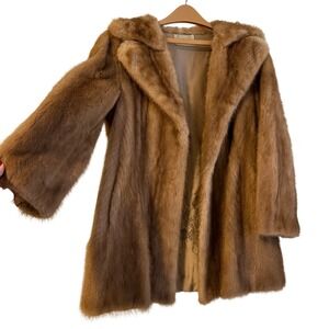 Vintage 1940s 1950s Brown Fur Coat